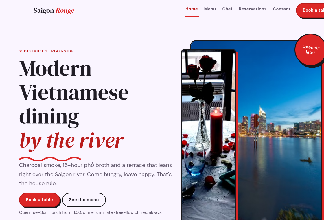 Saigon Rouge — demo website built with SiteONTHEGO