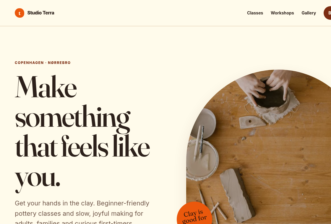 Studio Terra Pottery — demo website built with SiteONTHEGO