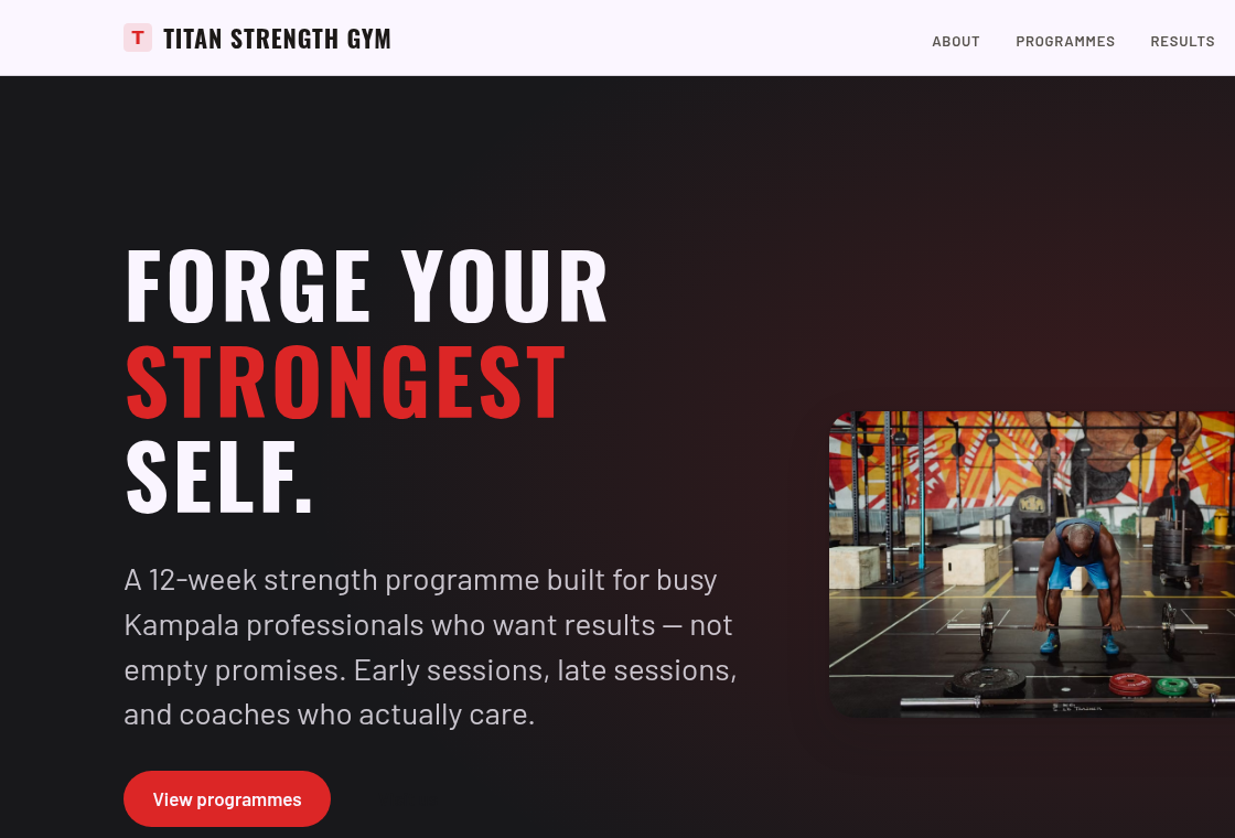 Titan Strength Gym — demo website built with SiteONTHEGO