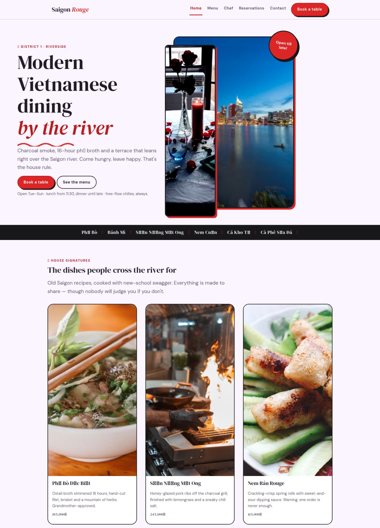Saigon Rouge restaurant demo website