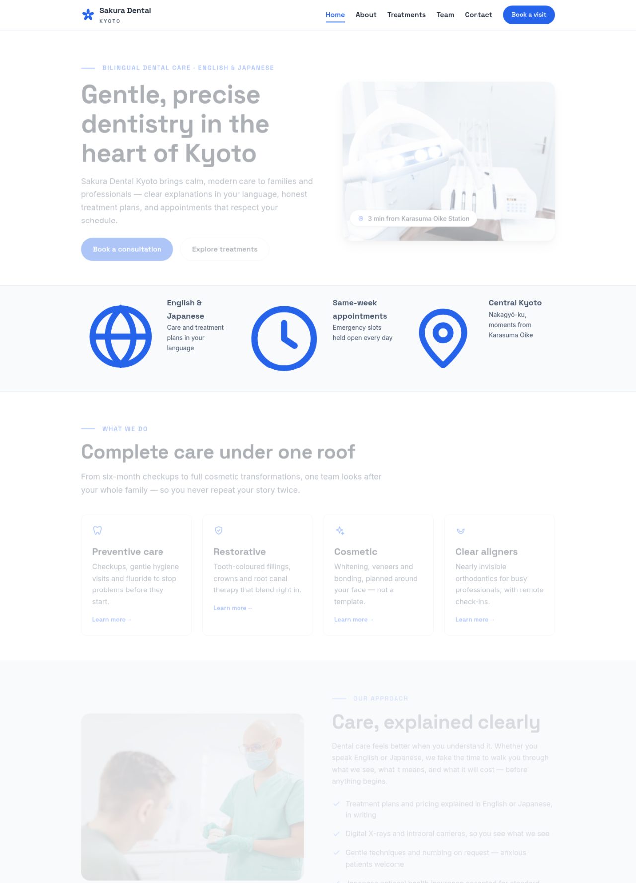 Sakura Dental Kyoto demo website