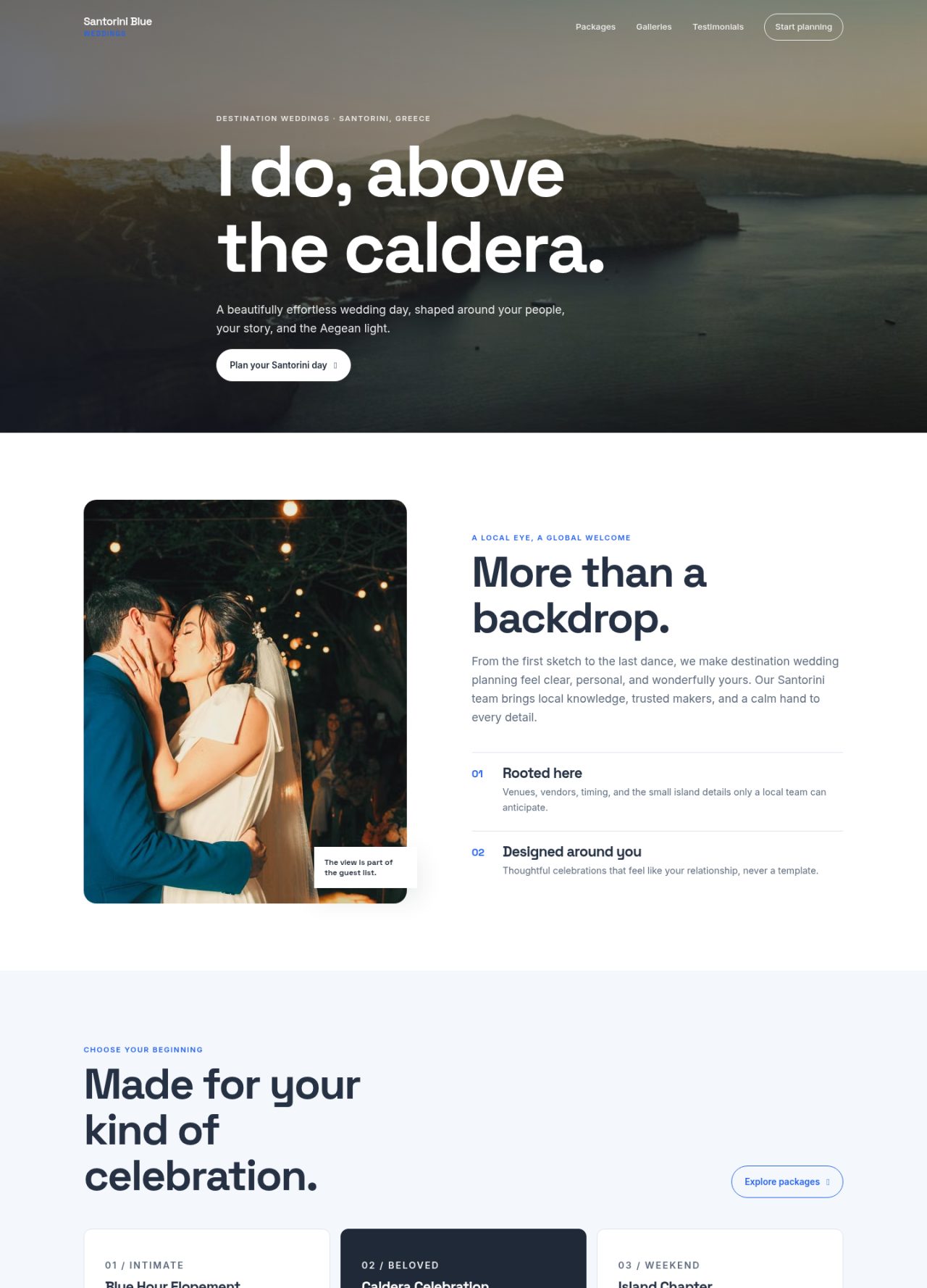 Santorini Blue Weddings demo website