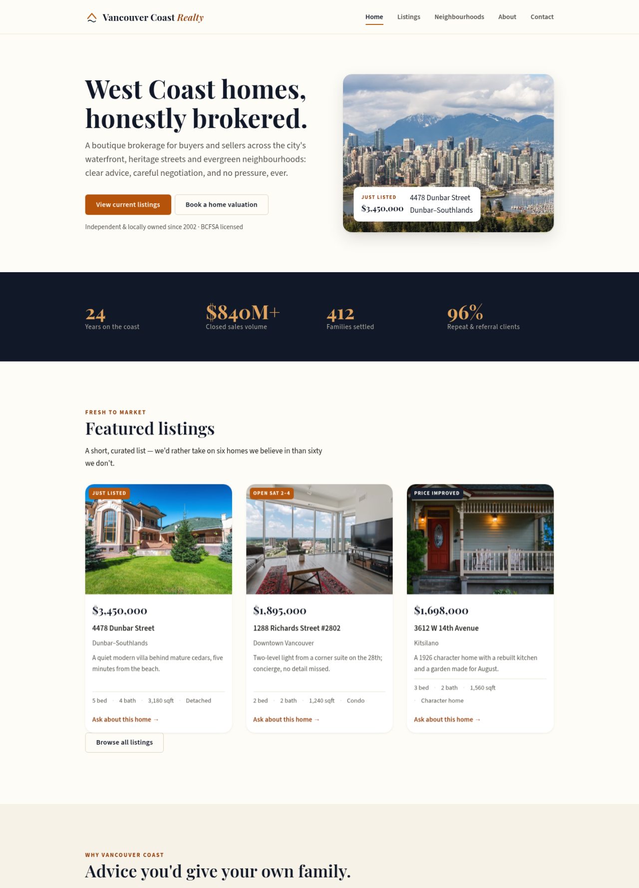 Vancouver Coast Realty demo website